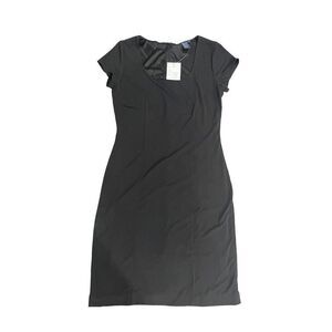 black dress for winter wedding guest Pearl Embellished Mock Neck Sheath Dress Black main image 1
